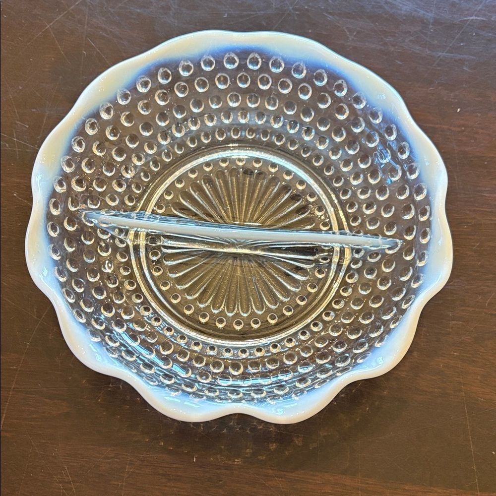 Anchor Hocking Moonstone Hobnail divided relish dish